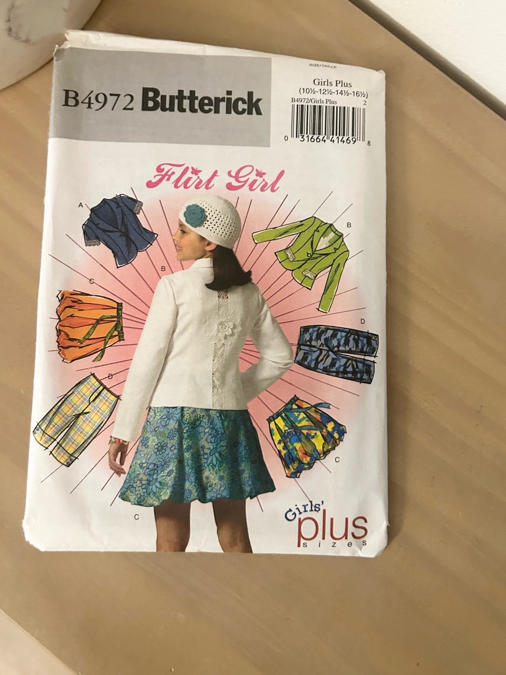 Vintage Butterick B4972 βFlirt Girlβ Girls Plus Size Jacket Pants Sewing Pattern
